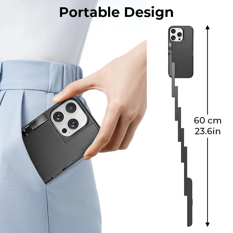 iPhoneアクセサリー TIDEOK 3-in-1 Phone Case Selfie Stick 3-in-1 iPhone Case with Retractable Selfie Stick, Bluetooth Remote