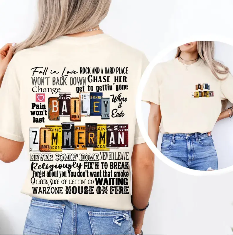 Retro Graphic Print T-Shirt for Women, Fitted Cotton Crew Neck Casual Top, Country Music Style, Sizes up to 3XL