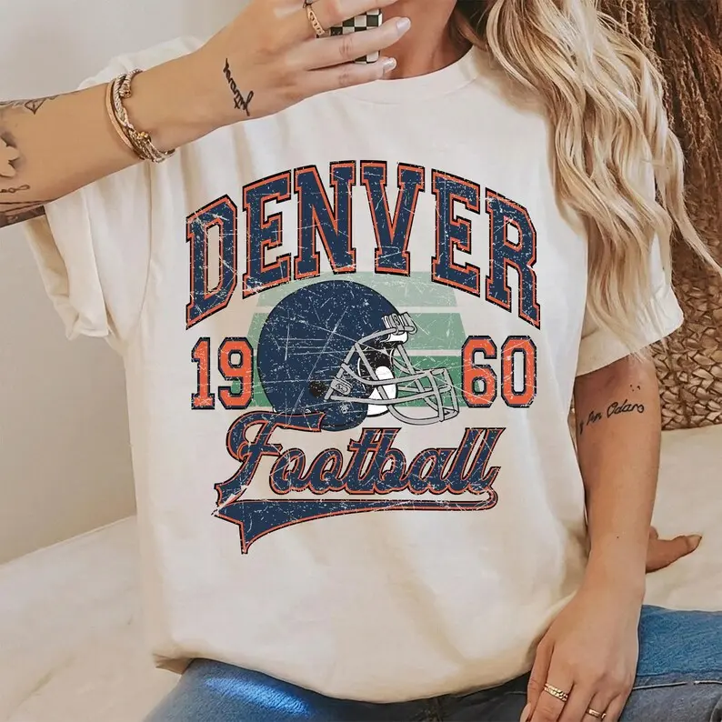 [Sale Up To 50%] Vintage 90s Style Denver Football Shirt, Game Day Tshirt, Denver Team Football Tee, Sunday Denver Mascot T-Shirt, Broncos Fan Apparel Sweatshirt Hoodie