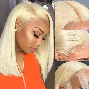 Blonde 613 Bob Wigs Straight 13x6 HD Lace Front Human Hair Wigs For Women Preplucked Peruvian Human Hair 13x4 Lace Frontal Bob Wigs