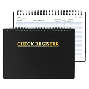 Checkbook Register, Check Registers for Personal Checkbook, Financial Ledger, Checking Book Register for Debit Card & Personal Bank Checks Order Online - Wide Edition, 8.4" x 6.1" (Black)