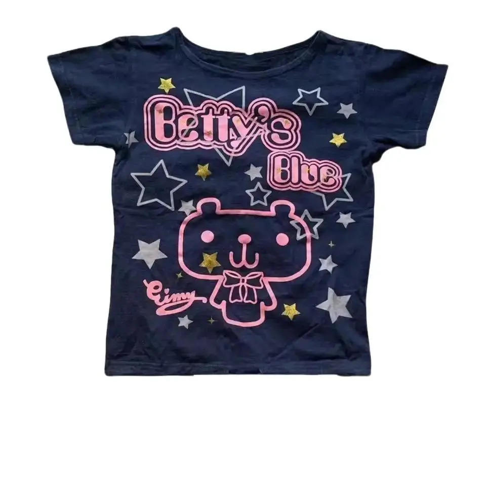 Vintage Betty Blue Baby Tee, Woman Clothing Crop Top, Women Anime Girl 2000s Clothes, Y2k Tops Women's Cropped Graphic Tees, Y2k Kitty Kawaii, Emo Goth Kpop Star, Summer Outfits, Downtown Girl Baby Tee, Gift For Her, Outfits