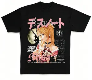Women's Death Note Misa Amane Anime Graphic T-Shirt - 100% Cotton, Short-Sleeve, Retro 90s Manga, Streetwear, Casual, Fashionable, Stylish Top