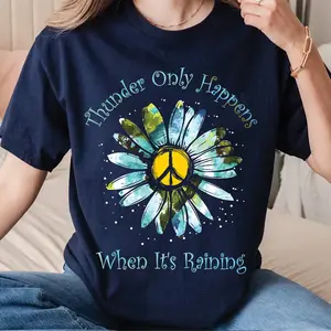 Thunder Only Happens When It’s Raining T-Shirt, Retro Song Lyric Tee, Fleetwood Mac Fan Gift