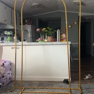 Metal Arch Backdrop Stand, Set of 2(6FT+7.2FT)/ Set of 3 (6/6.6/7.2 ft) Wedding Arched Frame , Stable Arched Background Stand for Wedding, Baby Shower, Birthday Party, Photography, Gold