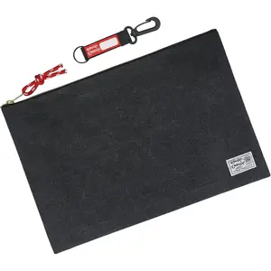 Important Document Storage Bag File Folder Organizer Pouch with Zipper Black Waxed Canvas Water Repellent for Travel Office Home