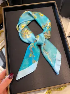 Women's Plant Print Square Scarf Fashion Accessory, Breathable Multi-Functional Headband/bandana/scarf/purse Strap, Versatile Hair Decor