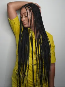 DOSAY 36" Synthetic Braided Wigs for Women Double Dutch Full Lace Front Wig Cornrow Box Braid Wig with Baby Hair Knotless Braid Lace Wigs