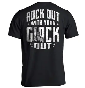 Rock Out With Your Glock Out Tactical Humor T-Shirt for Men, 2A Supporter Graphic Tee, Patriotic Streetwear Apparel, Bold Range Day Statement Shirt, Freedom Lifestyle Gift Idea