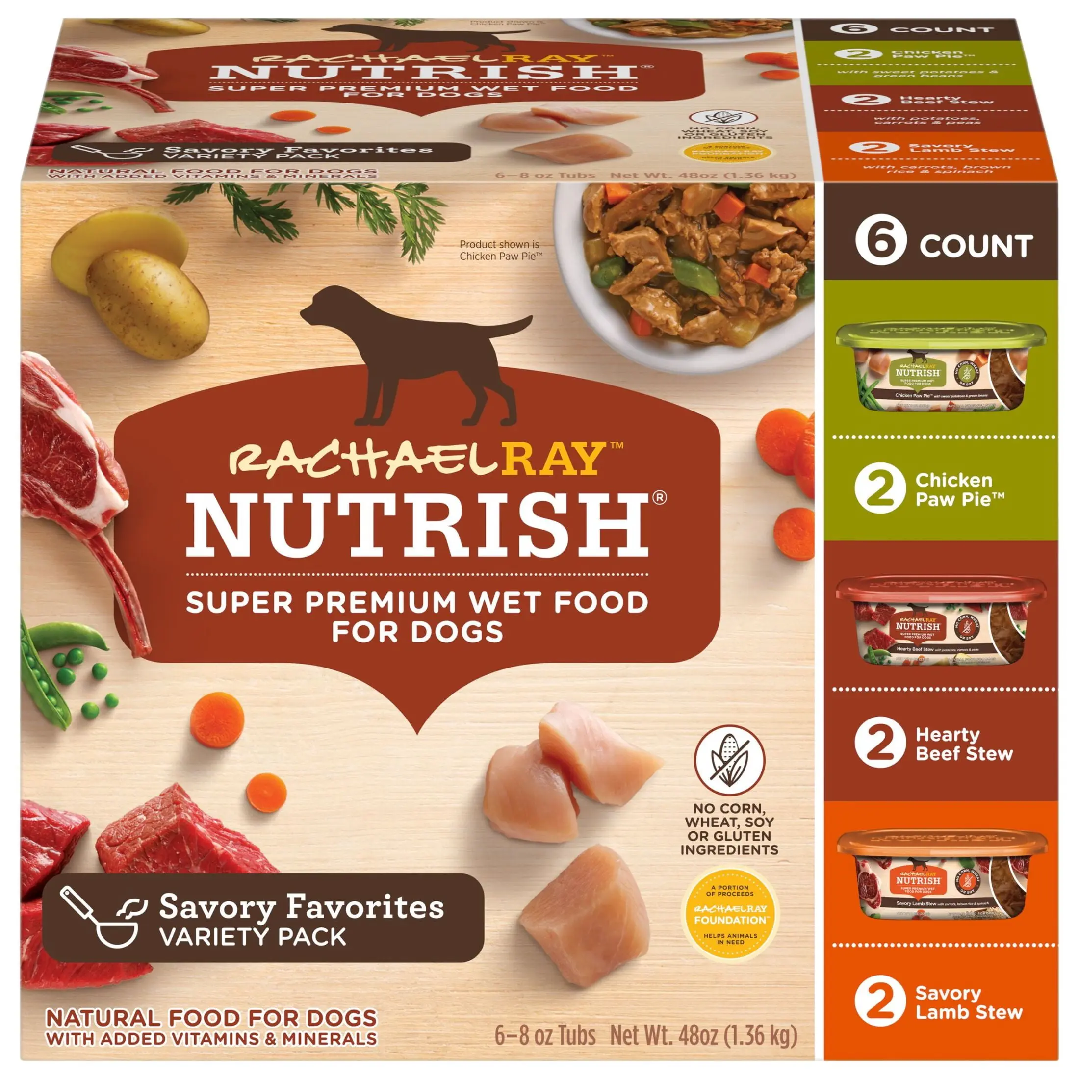 Rachael Ray Nutrish Savory Favorites Variety Pack Wet Dog Food For Appetite Boost 8oz Tubs Liquid Gravy Meal 6ct