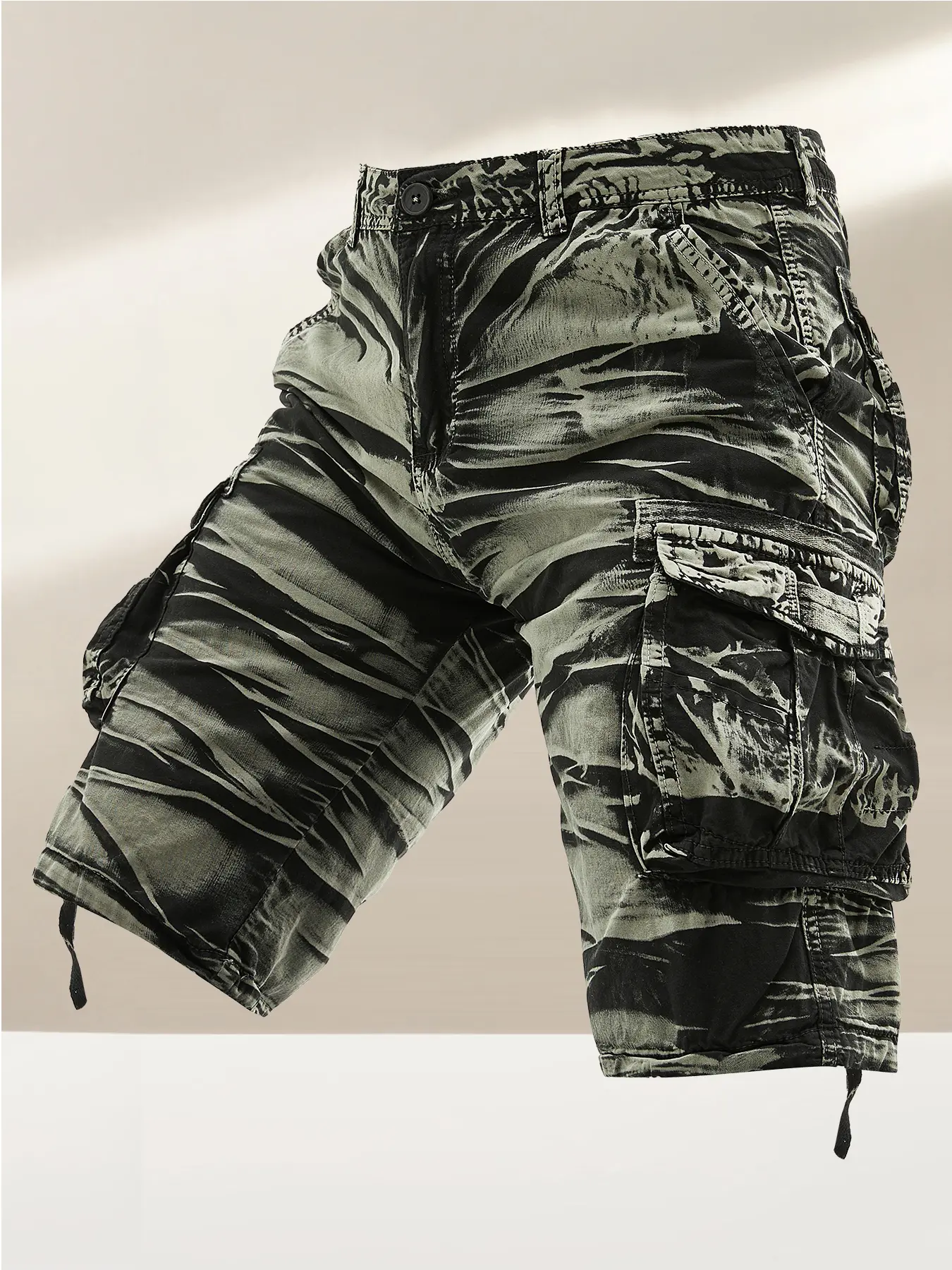 One men’s tie-dye outdoor streetwear cargo shorts with multiple pockets