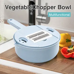 1 Count of 12-piece cutting bowls, blue, professional vegetable chopper for fast food preparation
