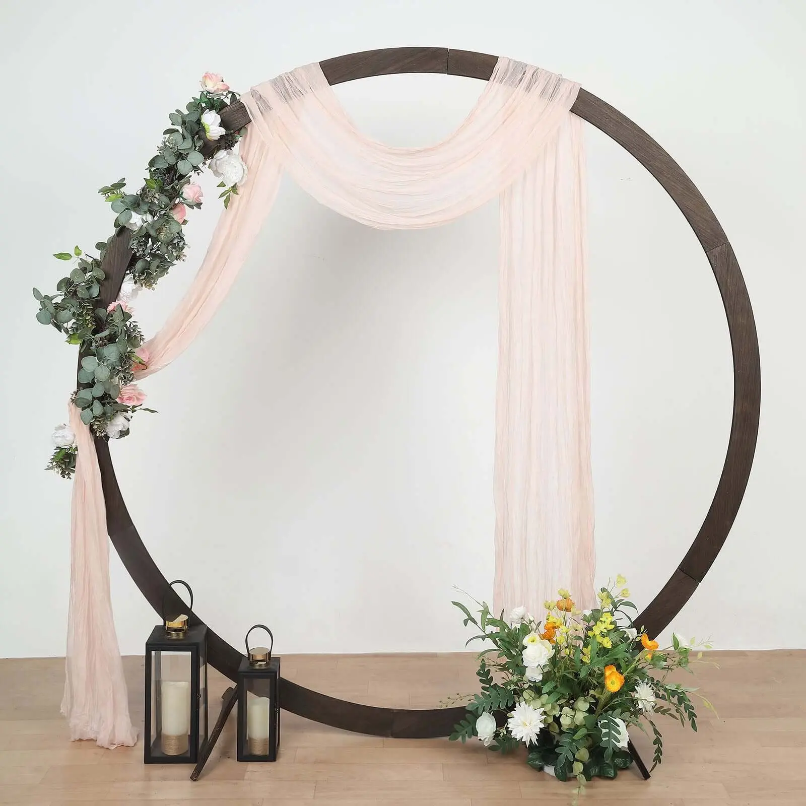Blush Pink Gauze Cheesecloth Draped Fabric - 20ft Wedding Arch Cover, Party Decor Window Scarf Valance, Boho Arbor Curtain Panel, Decorative Banner, Wall Hanging Backdrop