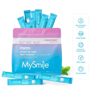 MySmile On-the-Go Sensitive Care Mouthwash Packets (15pk) - Fresh Mint, Alcohol-Free, Spills-Proof Travel Pouches