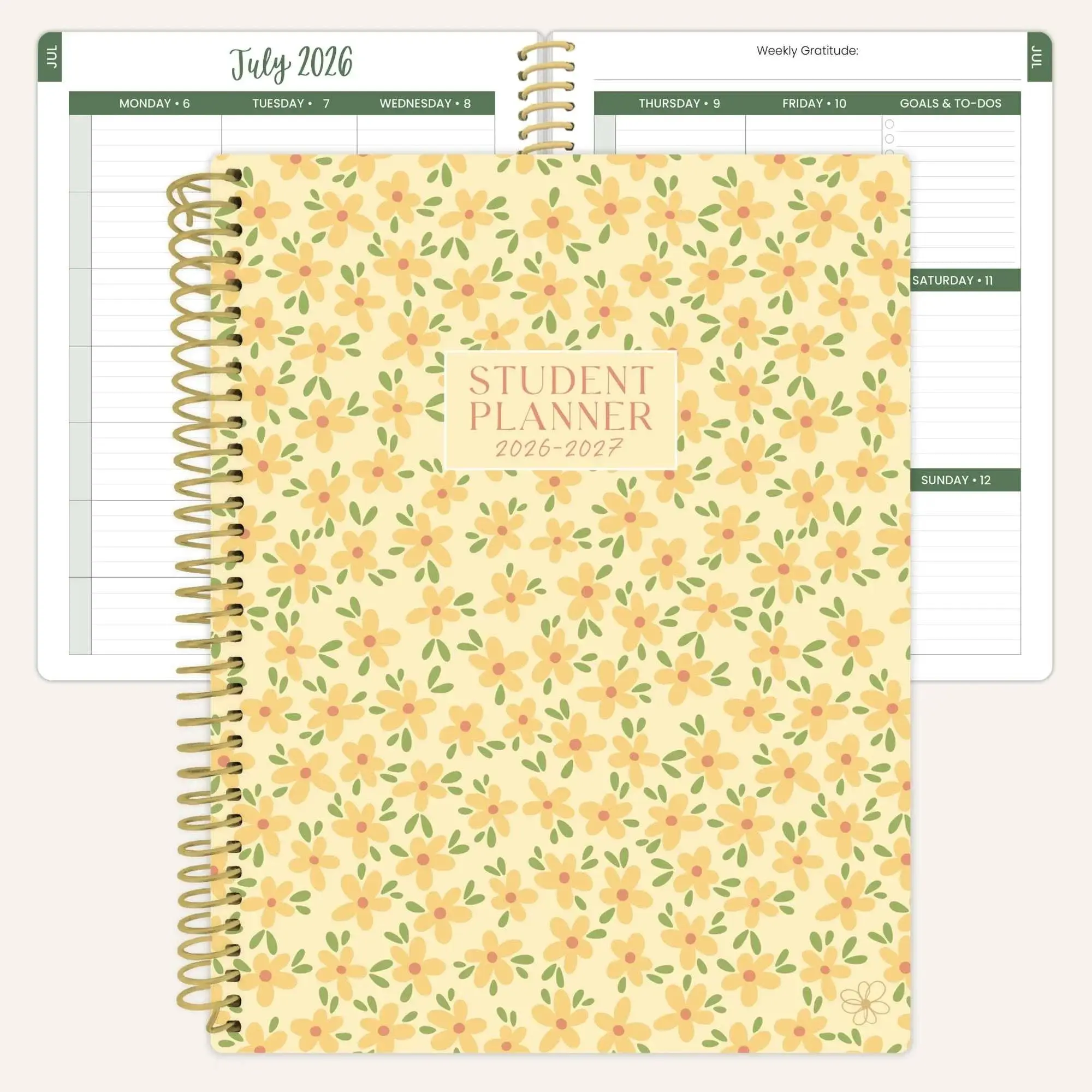 2026–27 Daisy Column Academic Planner, 7" x 9" | Butter Yellow Daisies