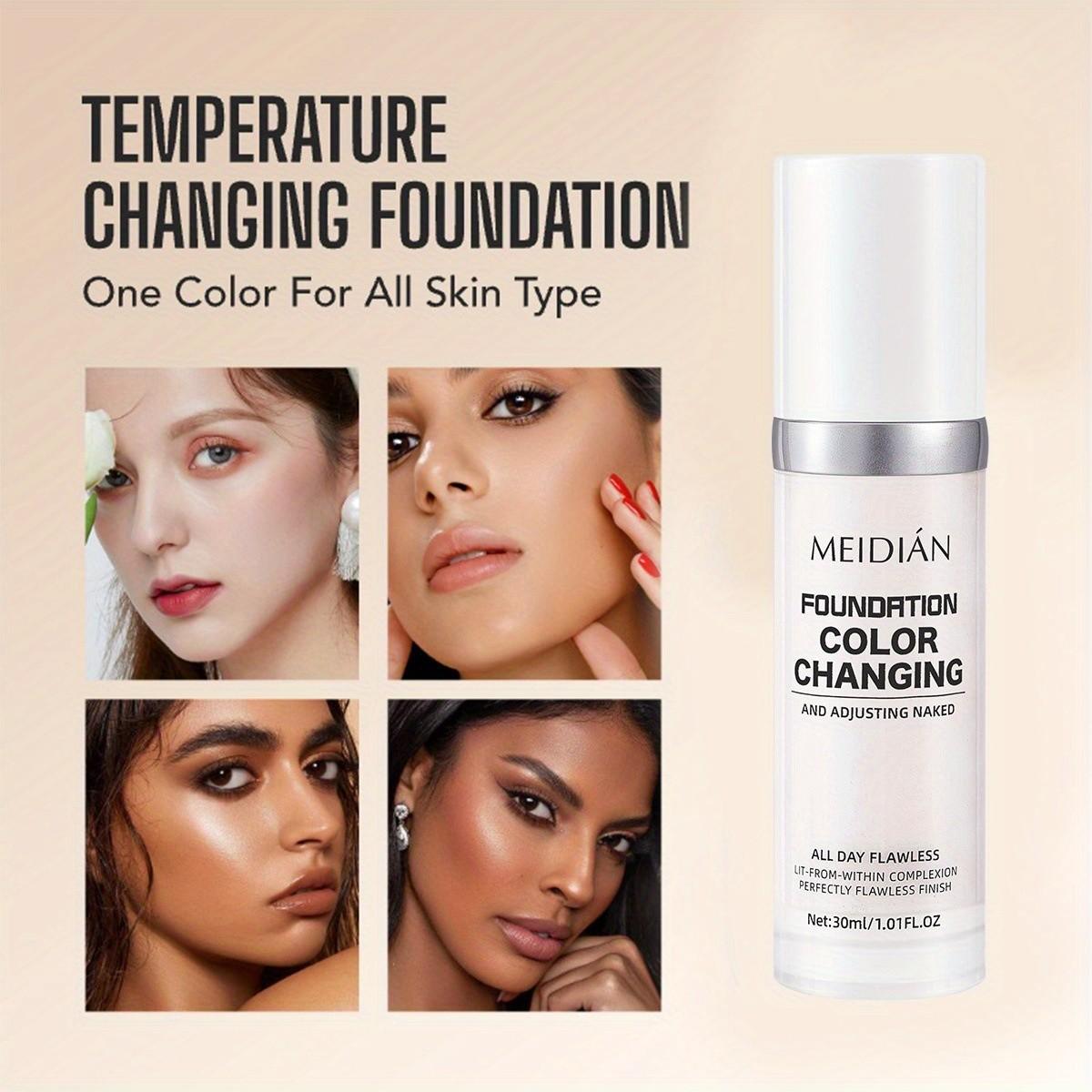 30mL high coverage temperature-changing light brown skin color foundation, color-changing bb contains glycerin, long-lasting waterproof, silky, moisturizing, non-sticky matte foundation full coverage, not easy to makeup, uni