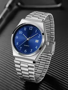Men's Quartz Watch with Steel Band, Minimalist & Fashionable Design, Designer-Inspired, Premium Luxury Style, Perfect for Everyday Wear, Casual Trendy Wristwatch