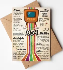 Katie Doodle ® - 70th Birthday Card (Back-in 1954) with Envelope