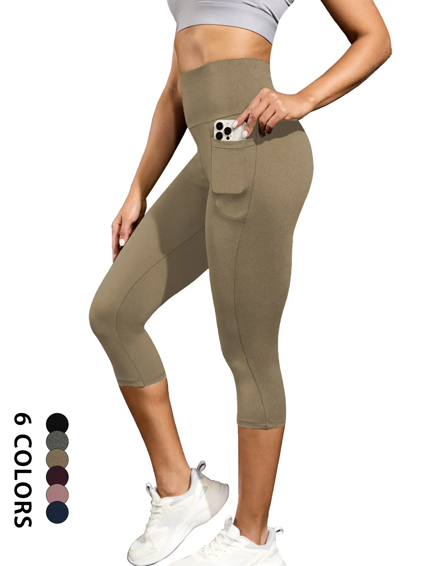 Women's Capri Pants with Pockets, High Waist Design, Super Soft Fabric, Ideal for Workouts & Casual Wear, Comfortable All-Day Use, Athleisure Bottoms, Athletic Bottoms