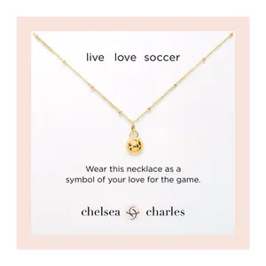 CC Sport Gold Soccer Charm Necklace for Little Girls & Tweens