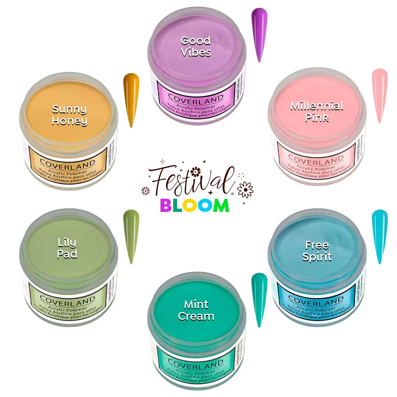 Coverland Acrylic Powder Collection (6 x 1.5 oz) "Festival Bloom"