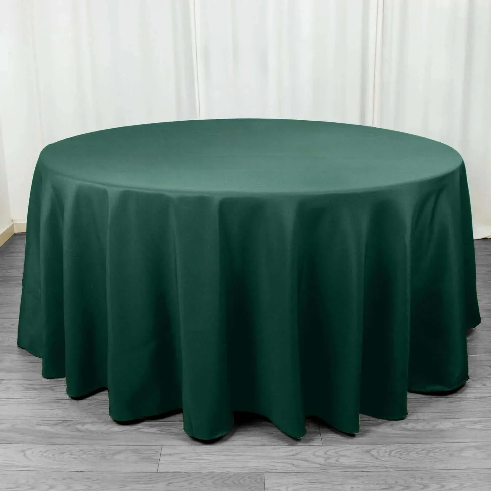 Premium Polyester Seamless 120in Hunter Emerald Green Tablecloth, 220GSM Household Kitchen Linen, Machine Washable for Wedding, Party Decorations