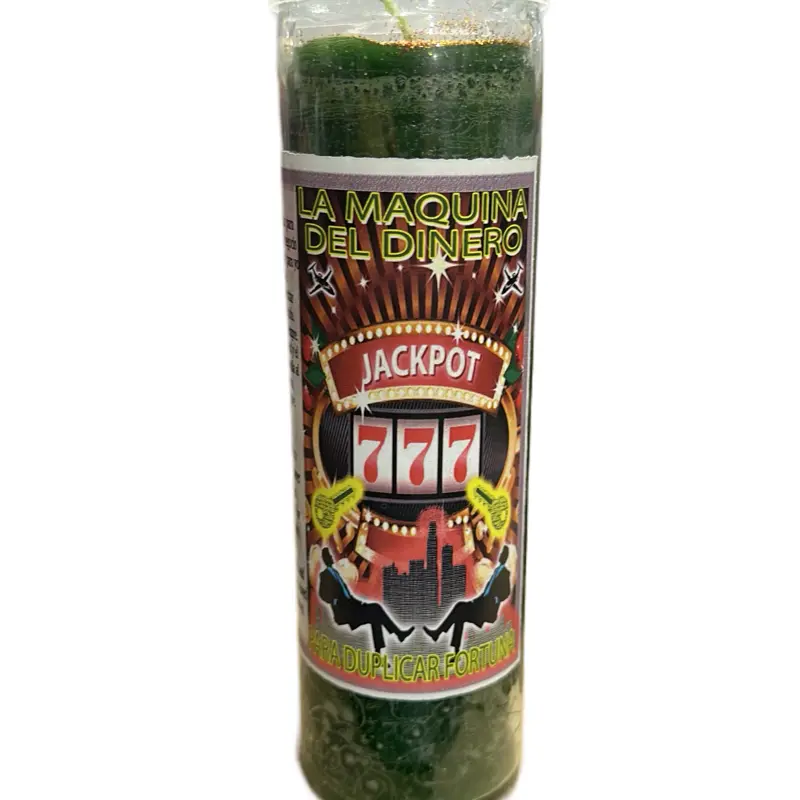 777 Fixed Candle Good Luck La Maquina Del Dinero Jackpot Green Candle for Duplicating Fortune