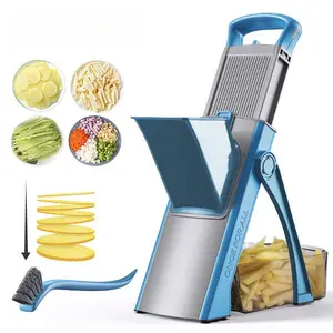 Multifunctional Vegetable Chopper Slicer Upgrade Safe Mandoline Slicer Plus Stainless Steel Blades Adjustable Thickness 0.1-8mm Detachable Blade Kitchen Chopping Artifact New Kitchen Gadget Dicer Shredder Modern new kitchen gadget