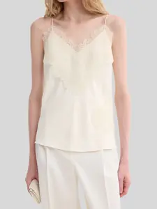 Lace Silk Camisole in Cream