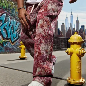 Men's Floral Pattern Pants, Street Fashion Casual Loose Fit Trousers for Daily Wear, Men's Bottoms for All Seasons