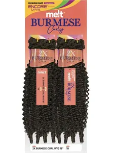 Janet Collection Human Hair Blend Encore Lavie Melt 2X BURMESE CURL Weave 18"