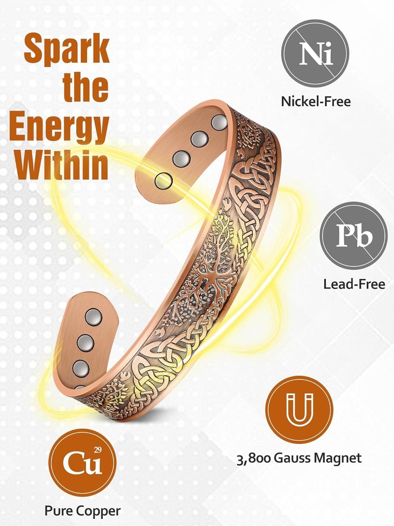 99.9% Pure Copper Cross Bracelet — Featuring 6 High-Strength 3500-Gauss Magnets. A Simple, Stylish, and Adjustable Decorative Gift — Perfect for Easter and Any Occasion. Adjustable Slider Bracelets Magnetic Copper Bracelet Bracelets Jewelry