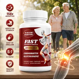Naturastar Glucosamine Chondroitin Joint Support Supplement- Fast-Absorbing Chondroitin, Glucosamine Healthcare Supplement for Daily Knee Mobility