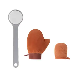 Body Lotion Application Tool Set, Body Care Tool, Long Handle Back Brush, Back Scrubber, Full Body Large Glove, Face Small Glove, Easy Apply Creams & Sunscreen