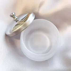 1Pc Frosted Glass Manicure Nail Art Cup Dappen Dish With Metal Lid, Acrylic Liquid Powder Container mini Nail Art Bowl Holder Tools