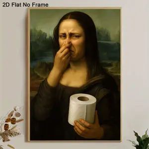 Funny Mona Lisa Toilet Paper Poster Print, Modern Humorous Bathroom Wall Decor, Modern Art Design, Unframed Artistic Canvas Art, Perfect Gift for Living Room, Bedroom, Office, Art Wall Decoration, Modern Home Decor