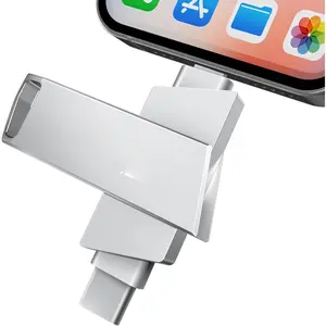 128GB Flash Drive for  iPad, USB3.0 High-Speed Memory Stick No App Needed,  & USB-C External Memory Storage for Photos Videos, Picture Backup Thumb Drive Plug & Play()