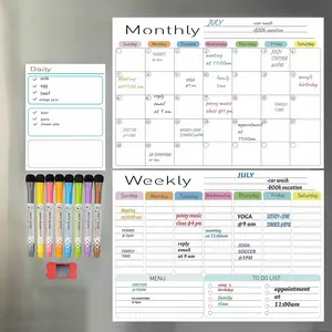 Magnetic Dry Erase Calendar Board, 1 Set Magnetic Whiteboard Set with Markers, Magnetic Chalk Calendar, Refrigerator & Wall Organization Supplies, Chalkboard Calendar, Organizer, Daily Monthly Planner, Monthly Budget Planner, Fridge Calendar Magnetic