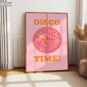 2D Flat, 1pc Unframed Disco Ball Canvas Decorations Paintings, Pink Background Art Prints, Retro Party Wall arts, Retro Wall Decor Poster, Classic Posters, Modern Wall Art, Holiday Gifts, Home Decor, For Living Room, Bedroom, Kitchene, No Frame