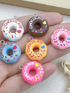 5 Piece Resin Donut Pendants DIY Craft Accessories, Multicolor Earrings Necklace Bracelet Keychain Jewelry Set, All Seasons