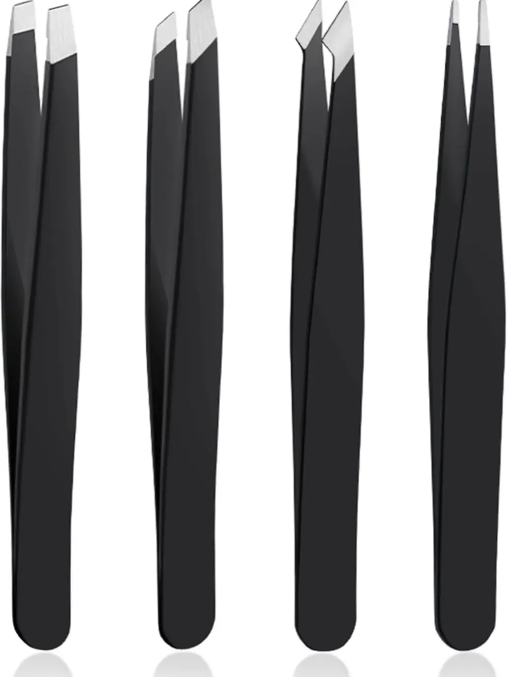 4 PCS Stainless Steel Precision Tweezers Set - Beauty Personal Care Cosmetic Makeup Tool for Ingrown Hair, Splinter Removal