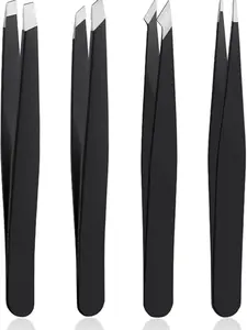 4 PCS Stainless Steel Precision Tweezers Set - Beauty Personal Care Cosmetic Makeup Tool for Ingrown Hair, Splinter Removal