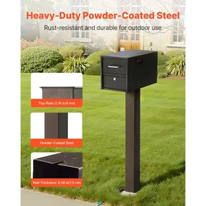 VEVOR Mailbox Post, 56x 4x 4 Inches, Aluminum In - Ground Mounting Mail Box Stand with Universal Plate Bracket, Heavy Duty Metal Post Sleeve Kit for Outside Curbside Residential, Powder Coated BlackVEVOR Super Brand Day