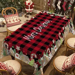 Rectangular Christmas Tablecloth, Gingerbread Man Candy Table Decor, New Year Party and Dinner Decoration, Best Christmas Gift