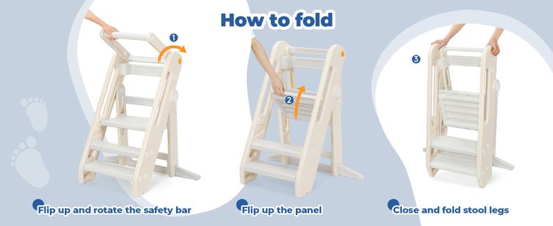 Dripex Toddler Tower Kitchen Stool Helper, Foldable & Adjustable Height Kids Learning Stool for Kitchen Counter Bathroom Sink, Child Ladder for Toddlers with Handles, Safty Rail, Non-Slip Pads Dripex Toddler Tower Kitchen Stool Helper, Foldable & Adjustable Height Kids Learning Stool for Kitchen Counter Bathroom Sink, Child Ladder for Toddlers with Handles, Safty Rail, Non-Slip Pads