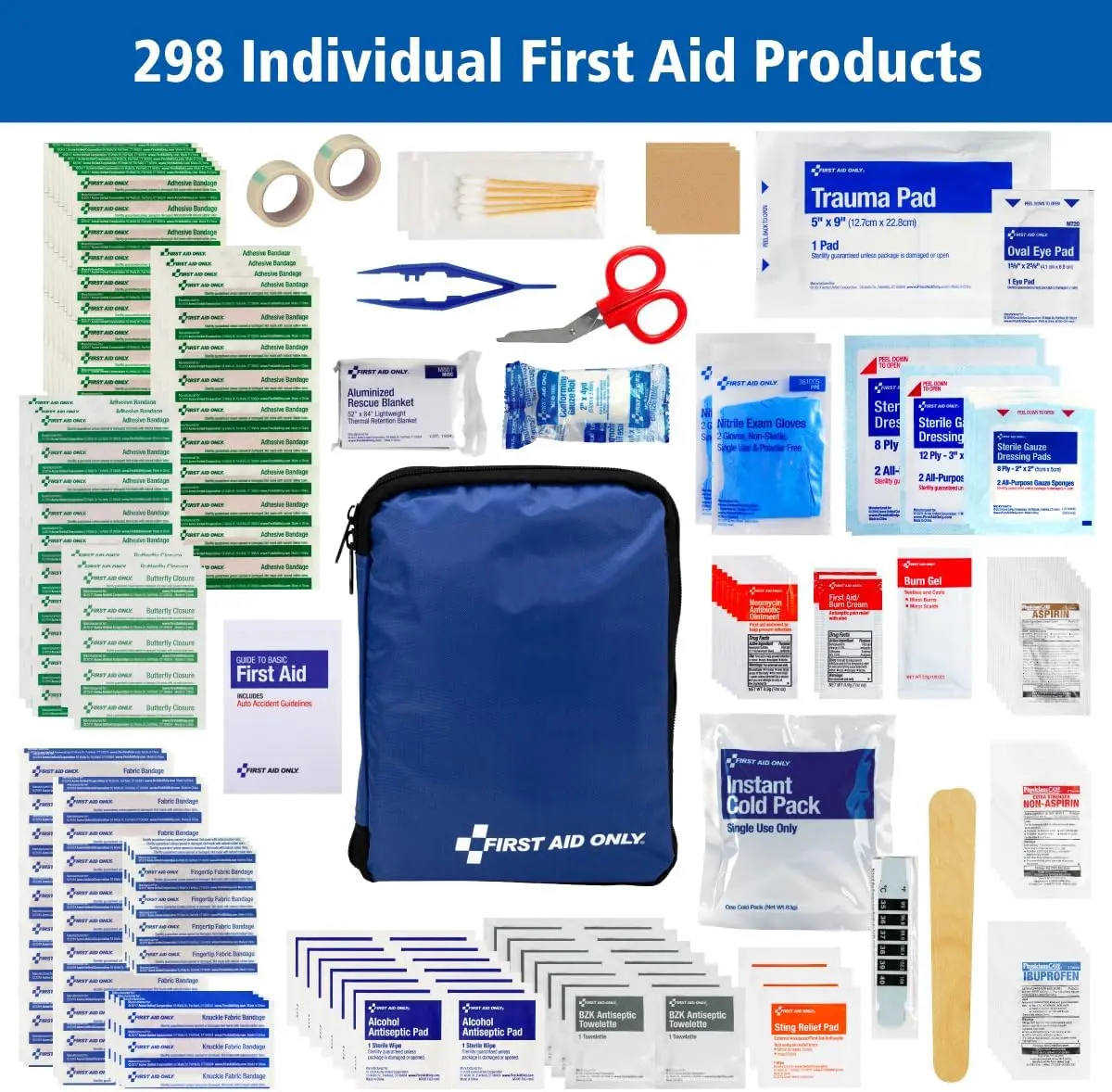Home First Aid Kit 298 Pieces Compact Emergency Supplies for Home Office Desk Drawer Cabinet Family Use