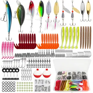 GOANDO Fishing Lures Kit for Freshwater Bait Tackle Kit for Bass Trout Salmon Fishing Accessories Tackle Box Including Spoon Lures Soft Plastic Worms Crankbait Jigs Fishing Hooks