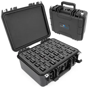 CASEMATIX Large Harmonica Case for Up to 40 Instruments Compatible with Hohner Fender & More - Crushproof Hard Shell with Soft Padded Foam & Secure Padlock Rings