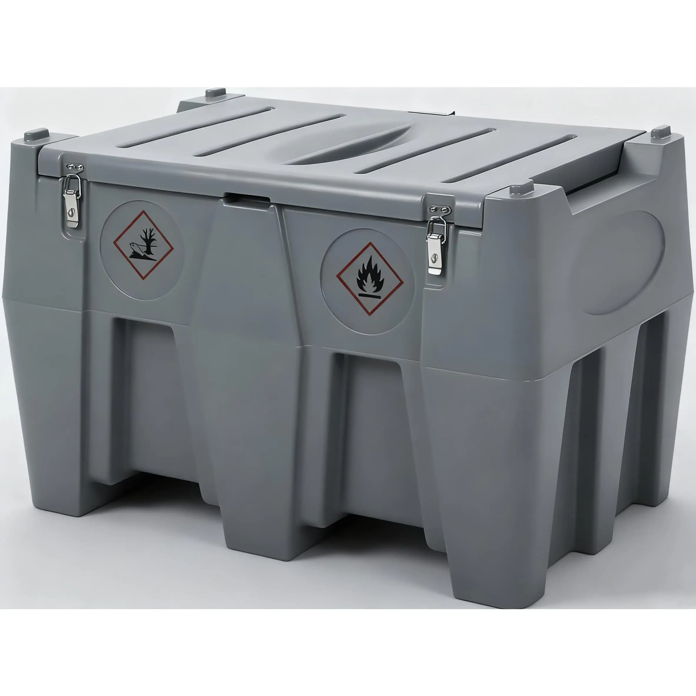 Garvee 128 Gallon Portable Fuel Tank with 12V 10GPM Pump, Auto Shut-Off Nozzle, 13Ft Hose & Swivel Connector – Heavy Duty Transfer Tank for Truck, Tractor, Boat & Equipment in Gray