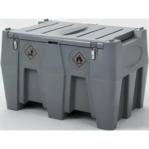 Garvee 128 Gallon Portable Fuel Tank with 12V 10GPM Pump, Auto Shut-Off Nozzle, 13Ft Hose & Swivel Connector – Heavy Duty Transfer Tank for Truck, Tractor, Boat & Equipment in Gray